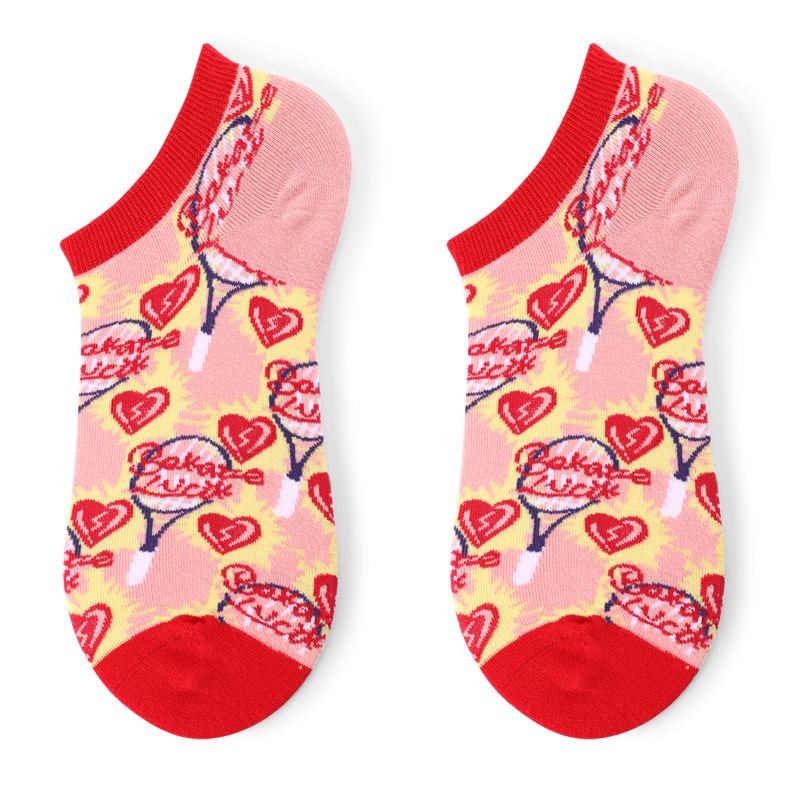 Glad Xvan 3 Pairs Socks Female Ins  Spring Summer Thin Shallow Mouth Socks Lolita Cartoon Arts Retro Color Socks